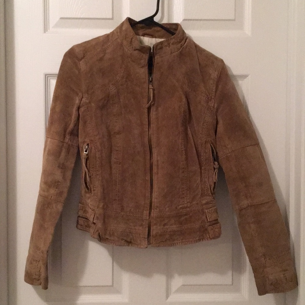 Zara tan leather jacket